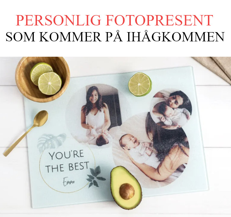 Personliga presenter - Skärbräda i glas med foto