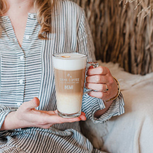 Kaffe latte glas med gravyr - Graverade presenter