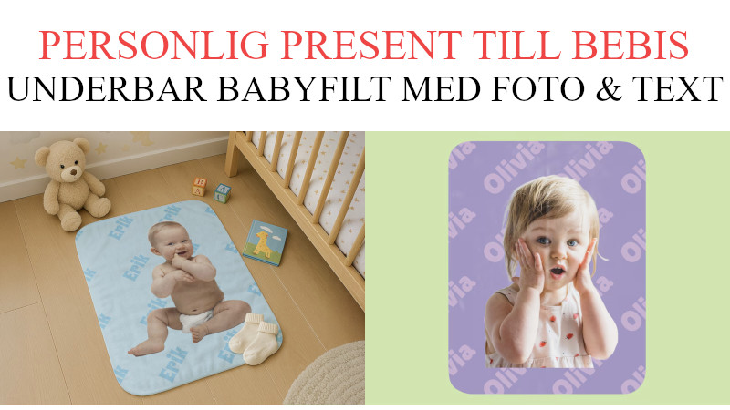 Personlig present till bebis - Babyfilt med foto och text