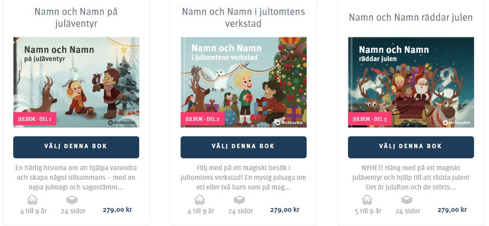 Barnböcker med namn - Julklappar till barn