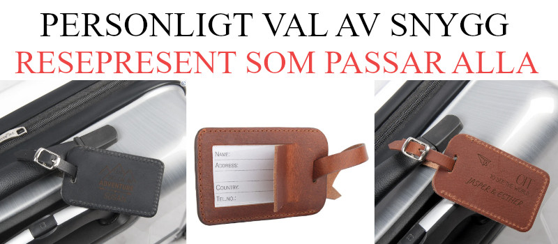 Personliga presenter till resan - Bagagetag med gravyr