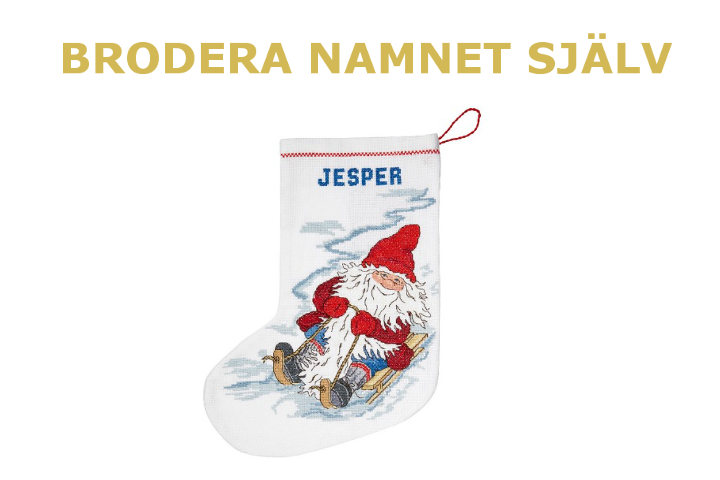 Julstrumpa med namn – Brodera namnet själv – Broderikit Julstrumpa med namn - Brodera namnet själv - Broderikit