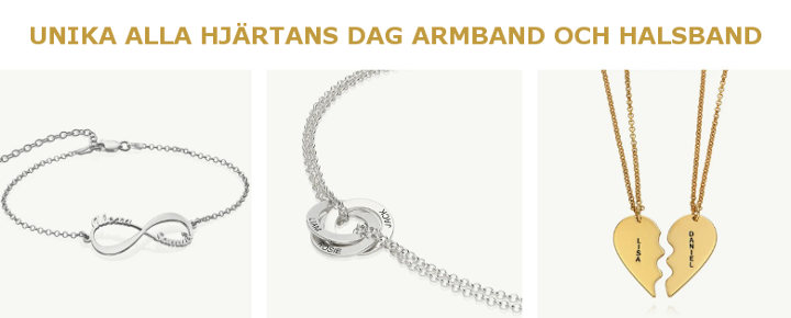 Alla hjärtans dag smycke - Unika halsband & armband med era namn