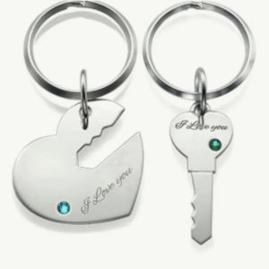 Personlig nyckelring till pojkvän eller flickvän - Par nyckelring med gravyr - Alla hjärtans dag present
