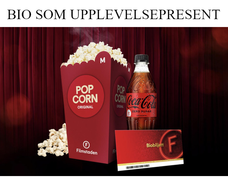 Upplevelsepresent - Biobiljetter med läsk och popcorn