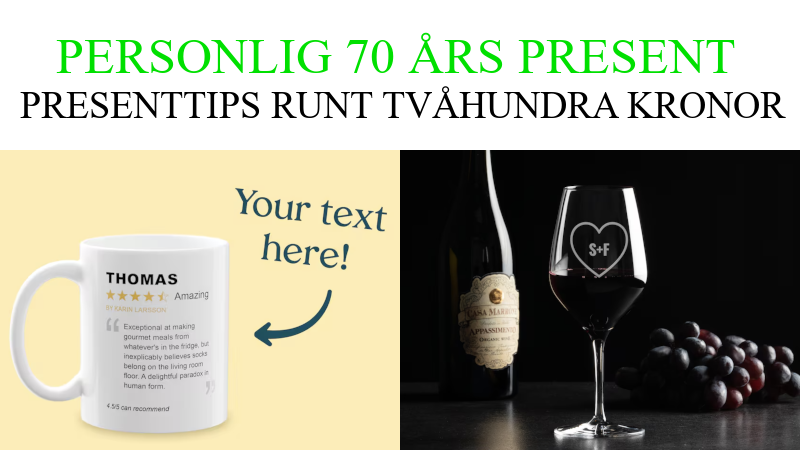 70 års present - Små födelsedagspresenter till män och kvinnor