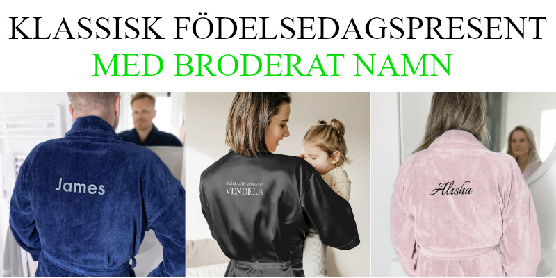 Födelsedagspresent - Mjuk morgonrock med broderat namn