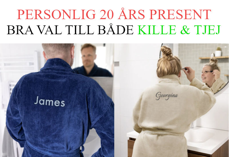 Förslag 20 års present - Personlig badrock med namn