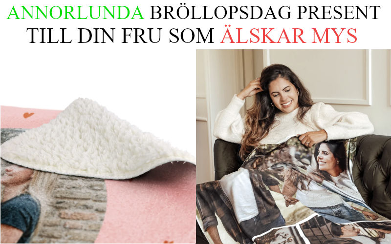 Förslag på annorlunda bröllopsdag present till fru - Mysig filt med personligt foto