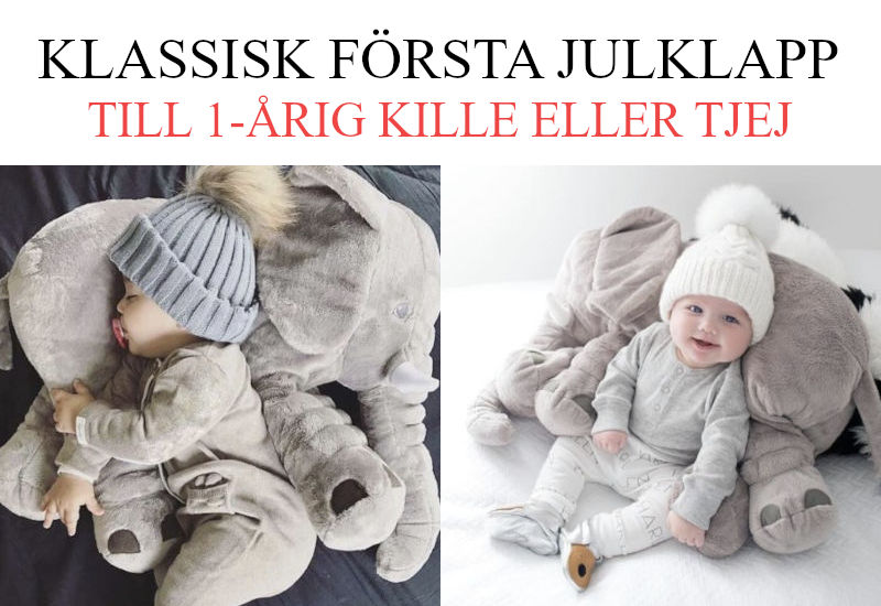 Julklapp 1 årig kille eller tjej - Julklappstips gosedjur elefantkudde