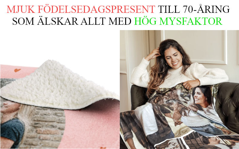 Julklapp man och kvinna 70 år - Julklappstips filt med egna foton