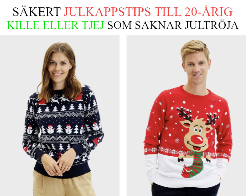 Julklapp till 20 åring - Julklappstips jultröja till kille eller tjej 20 år