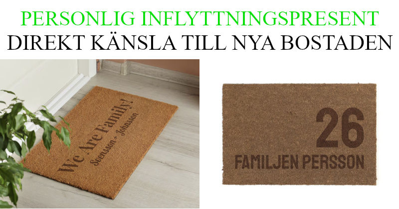 Personlig inflyttningspresent tips - Dörrmatta med eget namn