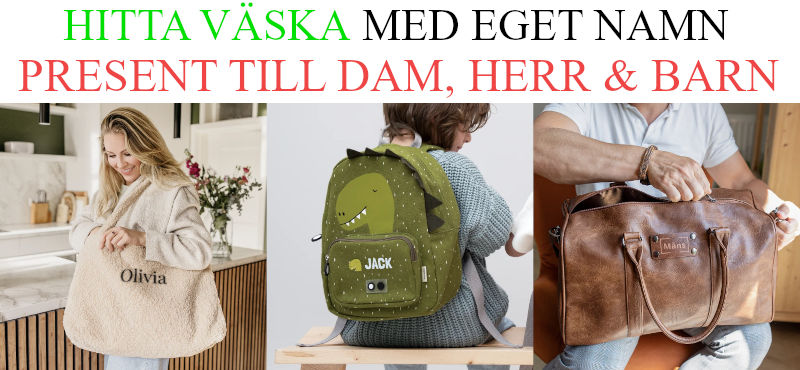 Personliga presenter tips på väska med brodyr