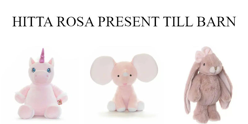Rosa present till bebis och små barn - Presenttips rosa gosedjur med namn