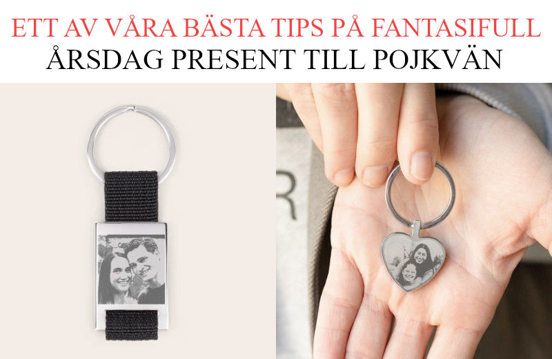 Tips årsdag present till pojkvän 1 år - Unik nyckelring med graverat foto