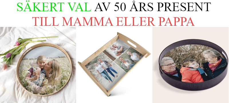50 års present tips till mamma och pappa - Personlig bricka med egna foton