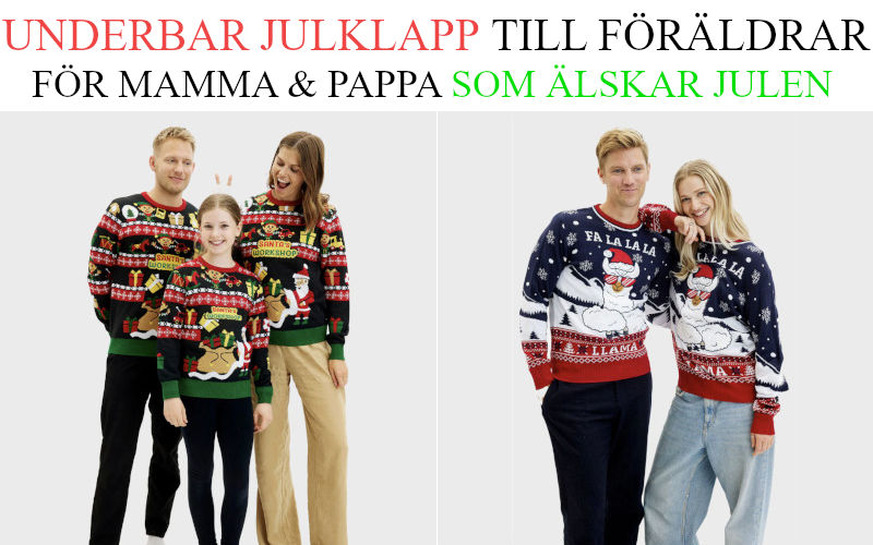Bästa julklapp till föräldrar - Julklappstips på jultröjor till mamma och pappa