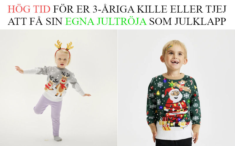 Bra julklapp till 3 årig kille och tjej - Julklappstips jultröja till barn 3 år